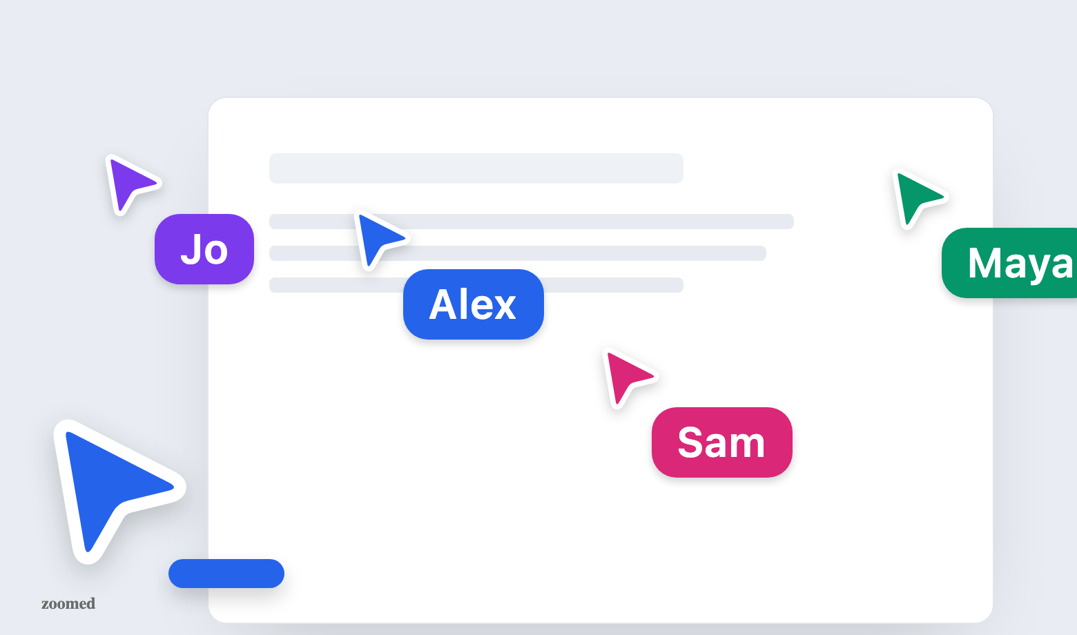 Collaborators’ live cursors moving across a shared deck